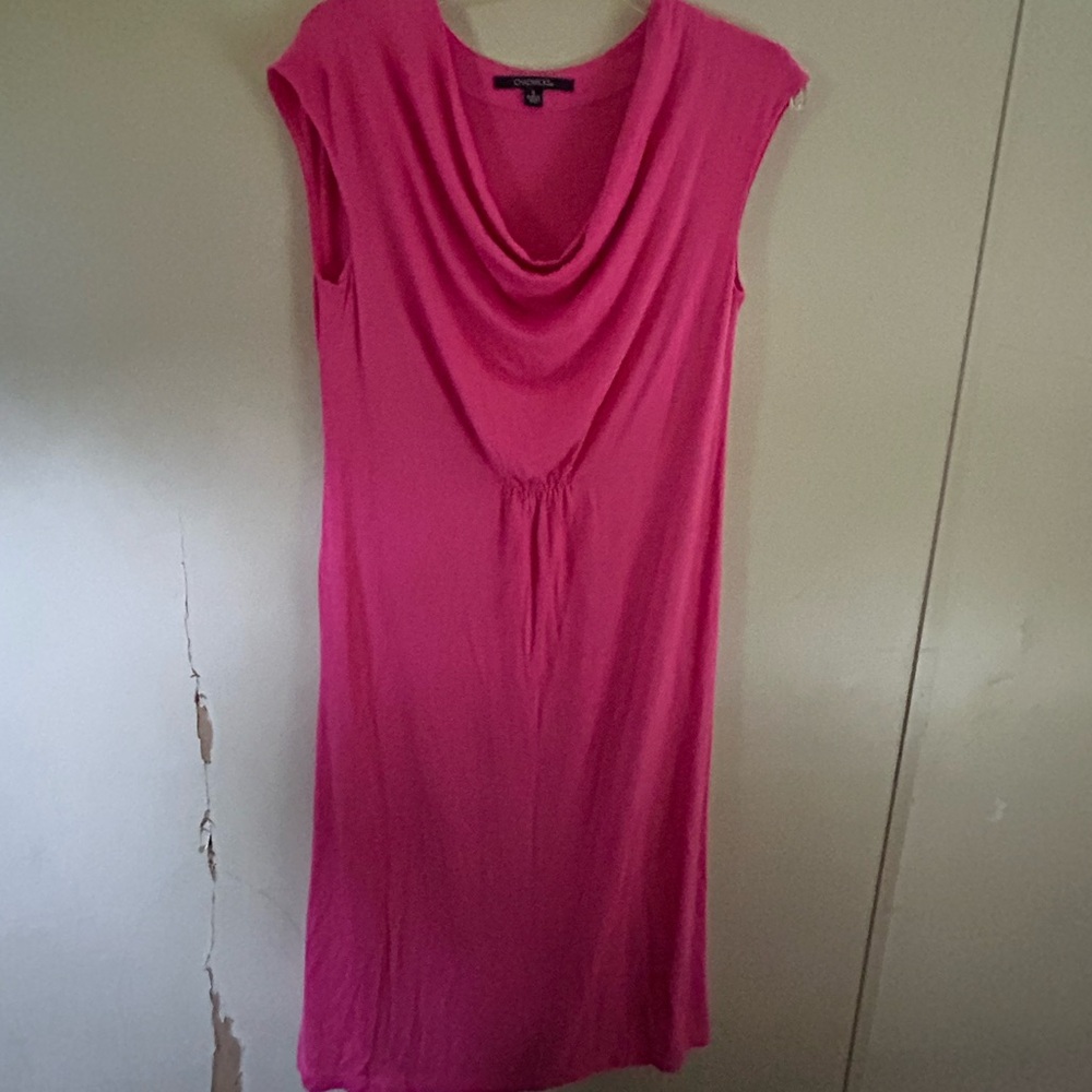 Chadwicks Pink Sheath Midi Dress with Cowl Neck